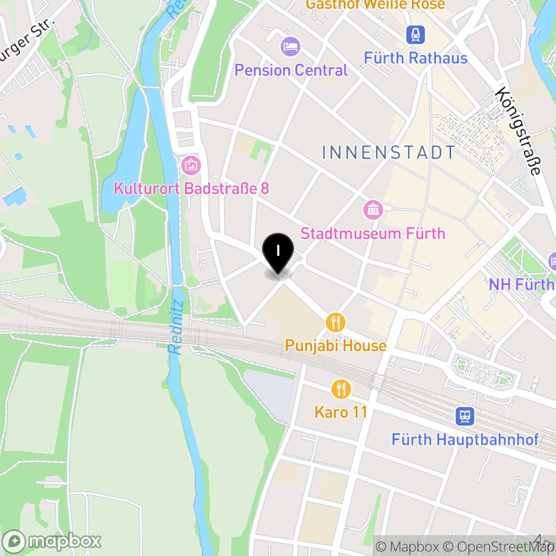 Kartenausschnitt:Berufsfachschule für Kinderpflege Fürth - PFIFF - der Arche Teach and Work International gGmbH