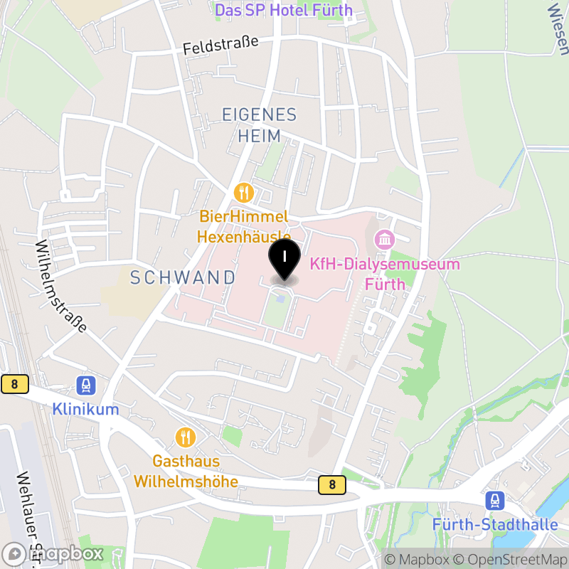 Kartenausschnitt:Berufsfachschule für Pflege am Klinikum Fürth