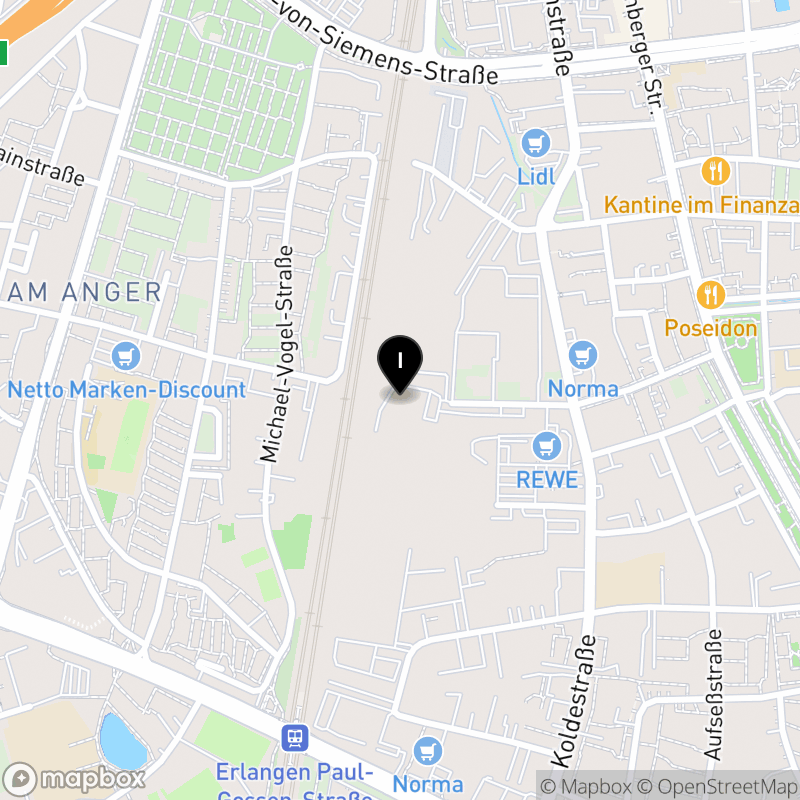 Kartenausschnitt:Philanthropos Berufsfachschule für Physiotherapie des Vereins für physiotherapeutische Ausbildungen in Erlangen