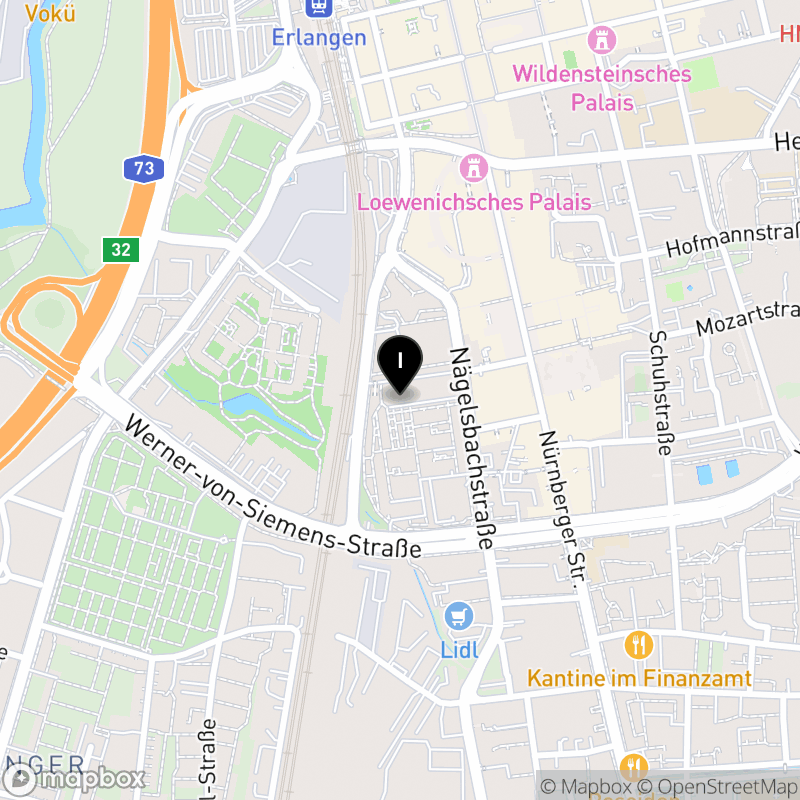 Kartenausschnitt:Berufsfachschule für Pflege Erlangen (bfz)