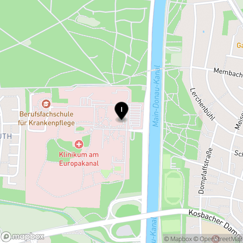 Kartenausschnitt:Berufsfachschule für Pflege Erlangen des Kommunalunternehmens Bezirkskliniken Mittelfranken