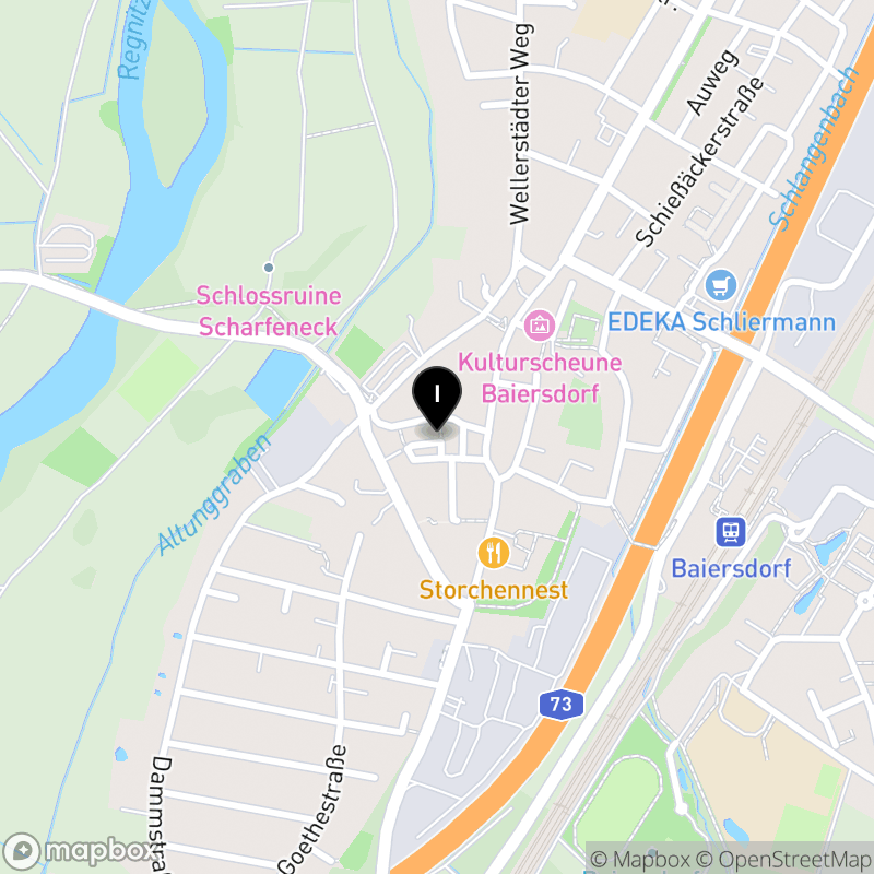 Kartenausschnitt:Josef-Mayr-Nusser-Fachakademie für Sozialpädagogik Erlangen des Caritasverbandes für die Erzdiözese