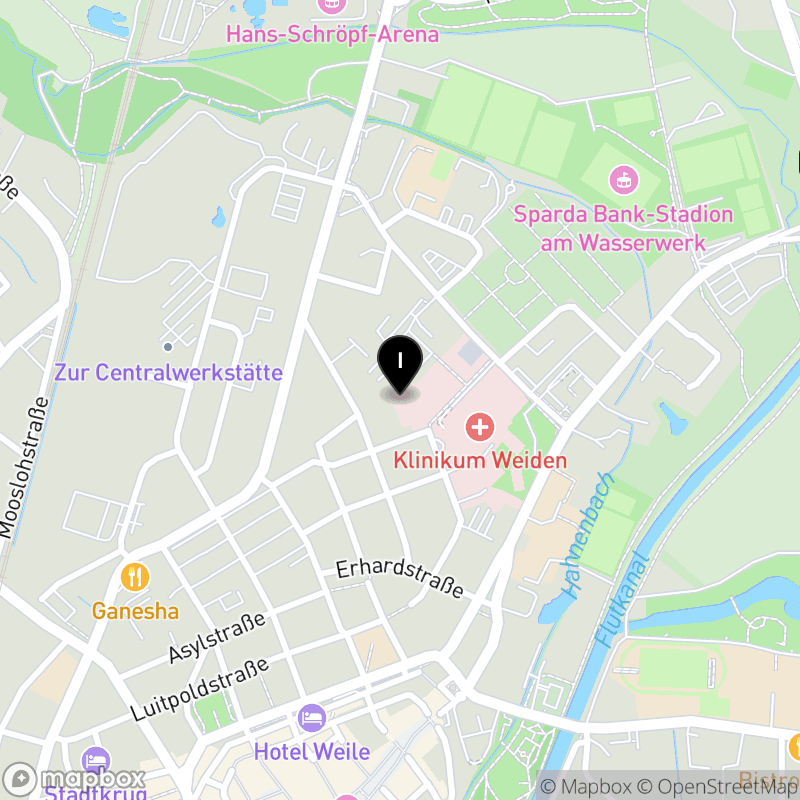 Kartenausschnitt:Private Caritas Fachakademie für Sozialpädagogik Weiden