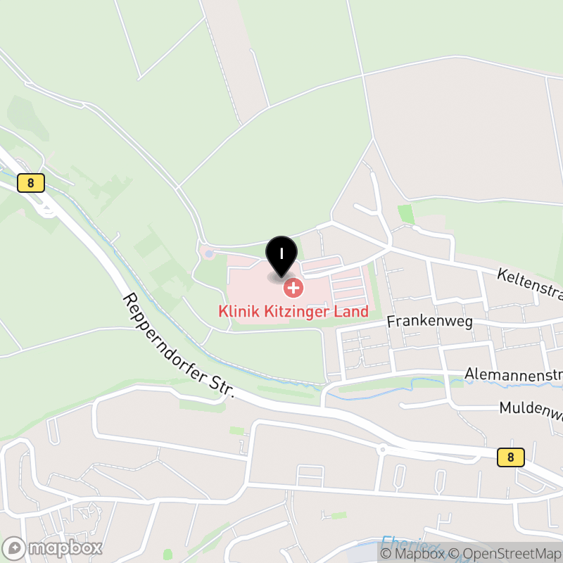 Kartenausschnitt:Berufsfachschule für Krankenpflegehilfe des Kommunalunternehmens Klinik Kitzinger Land in Kitz