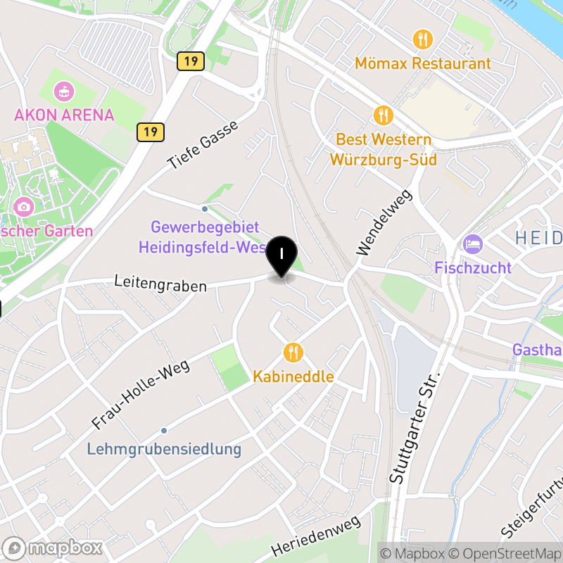 Kartenausschnitt:Berufsfachschule für Podologie der Medischulen gGmbH in Würzburg