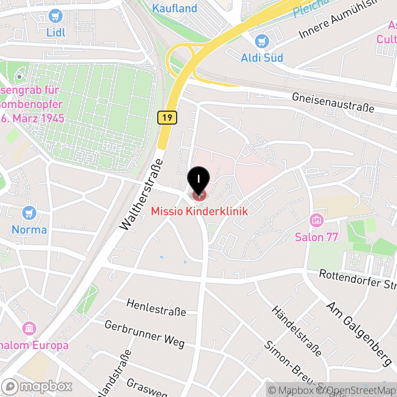 Kartenausschnitt:Berufsfachschule für Pflege der Klinikum Würzburg Mitte gGmbH am Standort Missioklinik