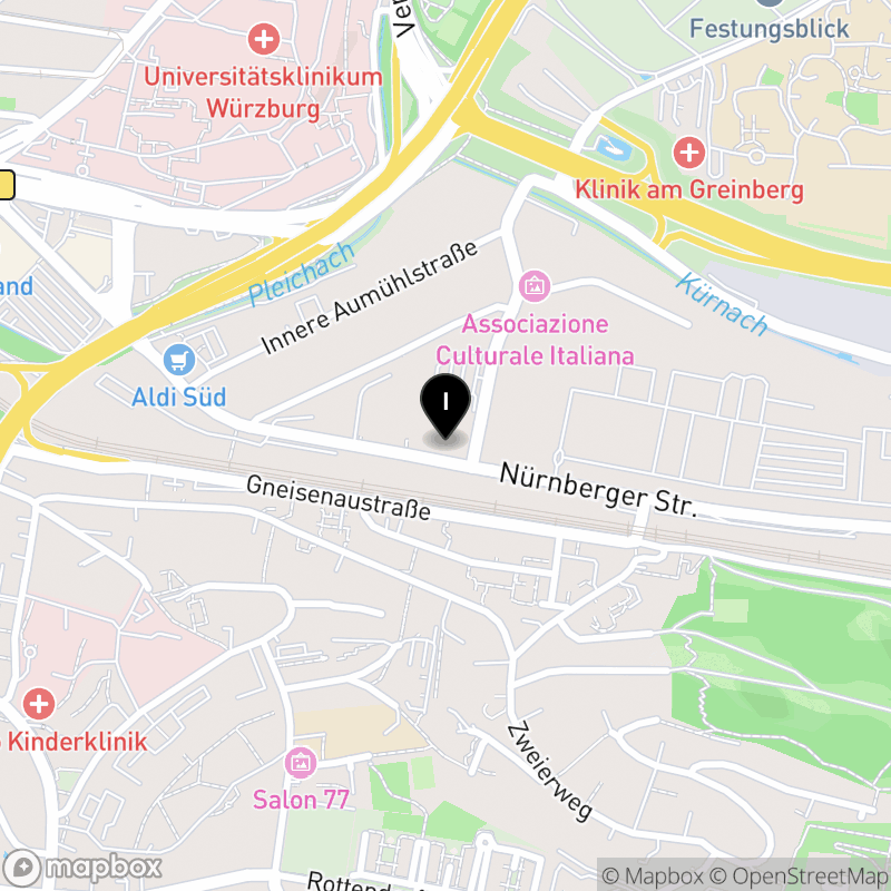 Kartenausschnitt:Berufsfachschule für Notfallsanitäter Würzburg des Bayer. Roten Kreuzes Bezirksverband Unterfranken