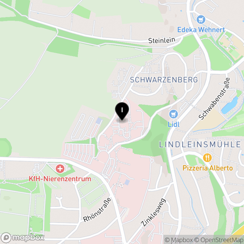 Kartenausschnitt:Staatliche Berufsfachschule für Physiotherapie am Klinikum der Universität Würzburg