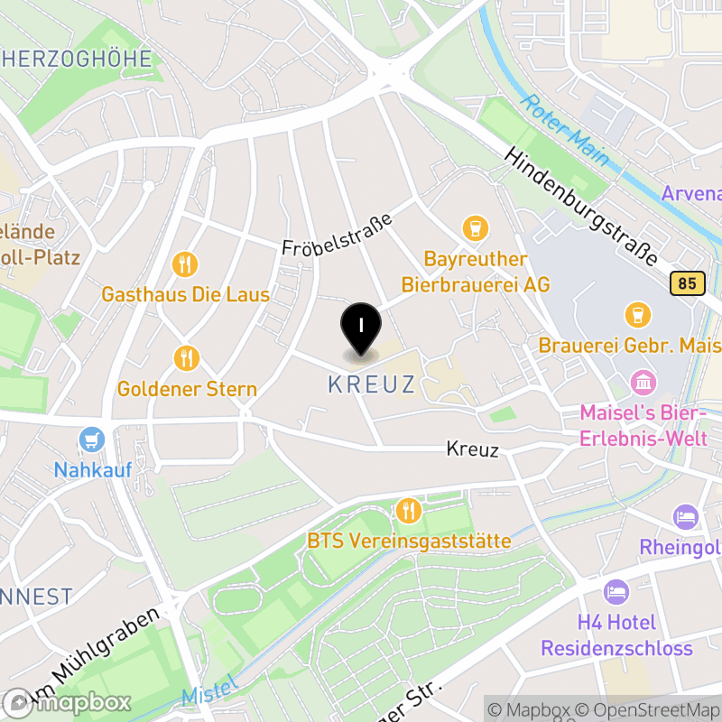 Kartenausschnitt:Berufsfachschule für medizinisch-technische Laboratoriumsassistenten am Klinikum Bayreuth