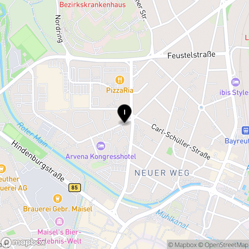 Kartenausschnitt:Berufsfachschule für Altenpflegehilfe Bayreuth (bfz)