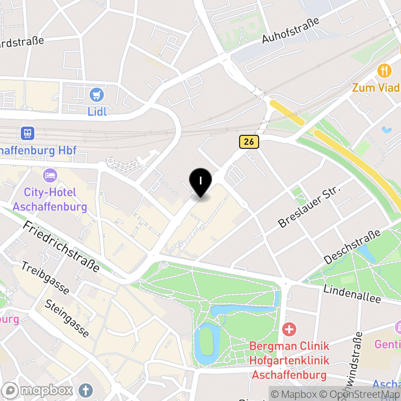 Kartenausschnitt:Euro-Sprachenschule Aschaffenburg Private Berufsfachschule für Fremdsprachenberufe
