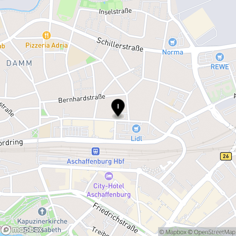 Kartenausschnitt:Fachschule für Heilerziehungspflegehilfe der bfz GmbH in Aschaffenburg