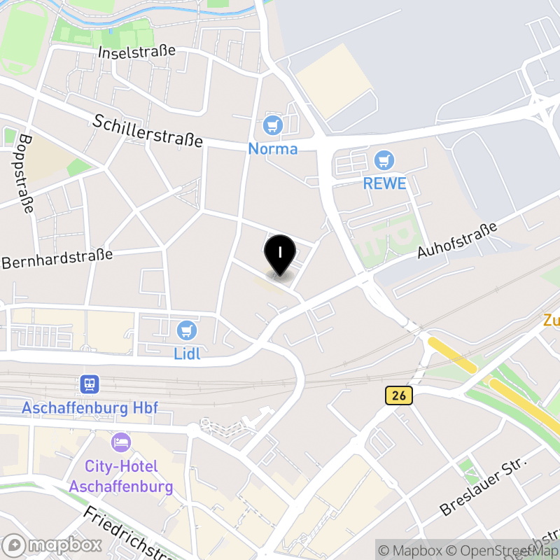 Kartenausschnitt:Berufsfachschule für Ergotherapie Aschaffenburg des IB e.V. (IB)