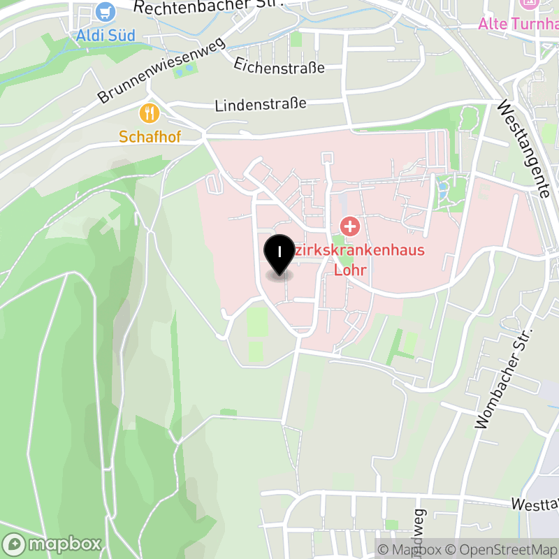 Kartenausschnitt:Berufsfachschule für Pflege des Bezirks Unterfranken Lohr am Main