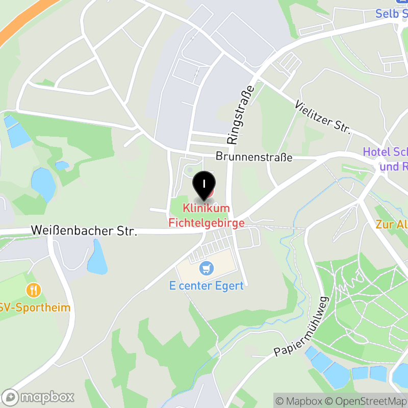 Kartenausschnitt:Berufsfachschule für Krankenpflegehilfe des Kommunalunternehmens Klinikum Fichtelgebirge Selb
