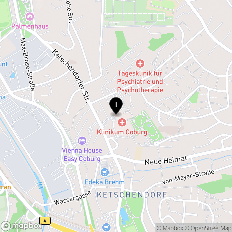 Kartenausschnitt:Berufsfachschule für Pflege der Klinikum Coburg GmbH in Coburg