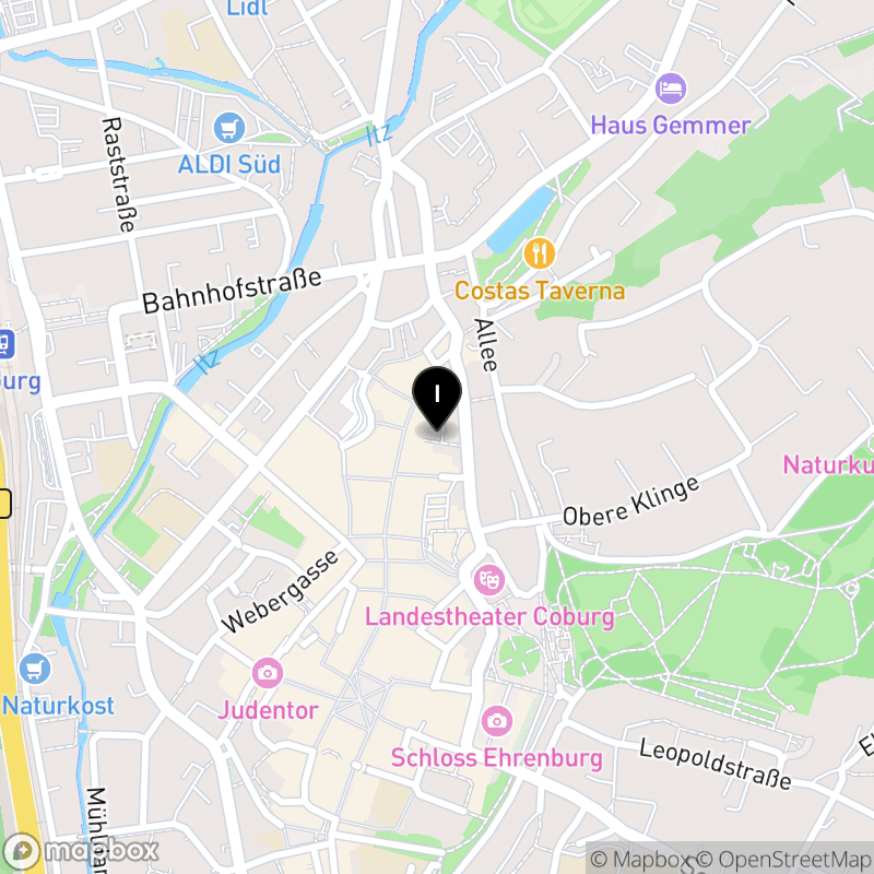 Kartenausschnitt:ASCO Sprachenschule Coburg Staatlich anerkannte Berufsfachschule für Fremdsprachenberufe der ASCO