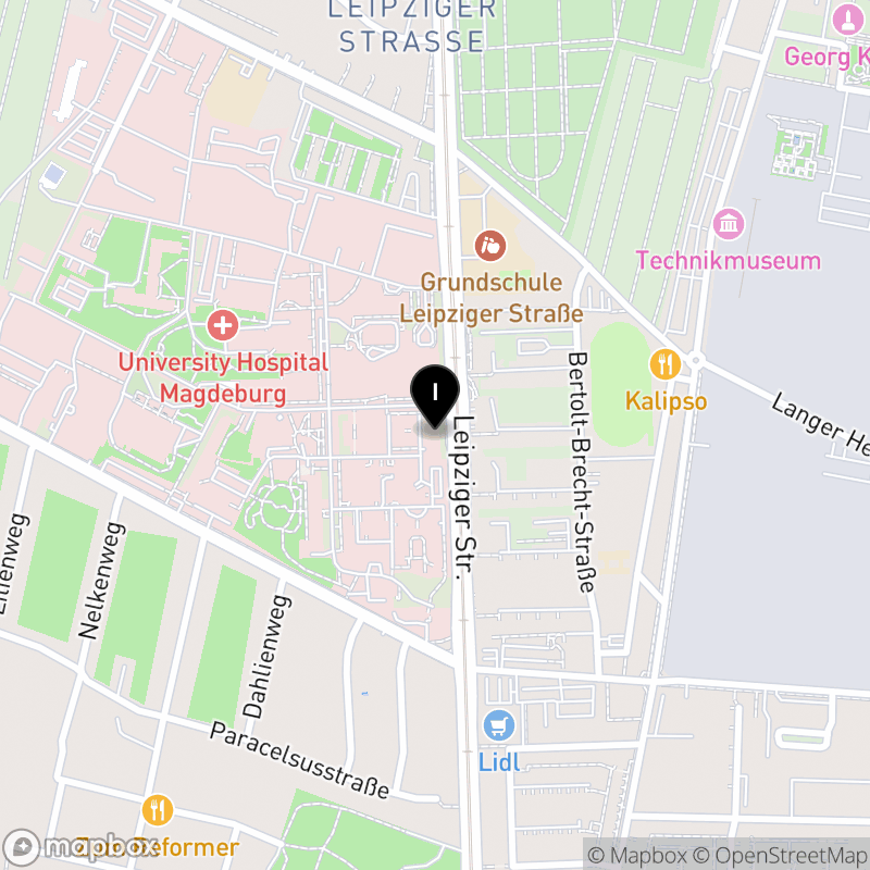 Kartenausschnitt:Ausbildungszentrum für Gesundheitsfachberufe des Universitätsklinikums Magdeburg