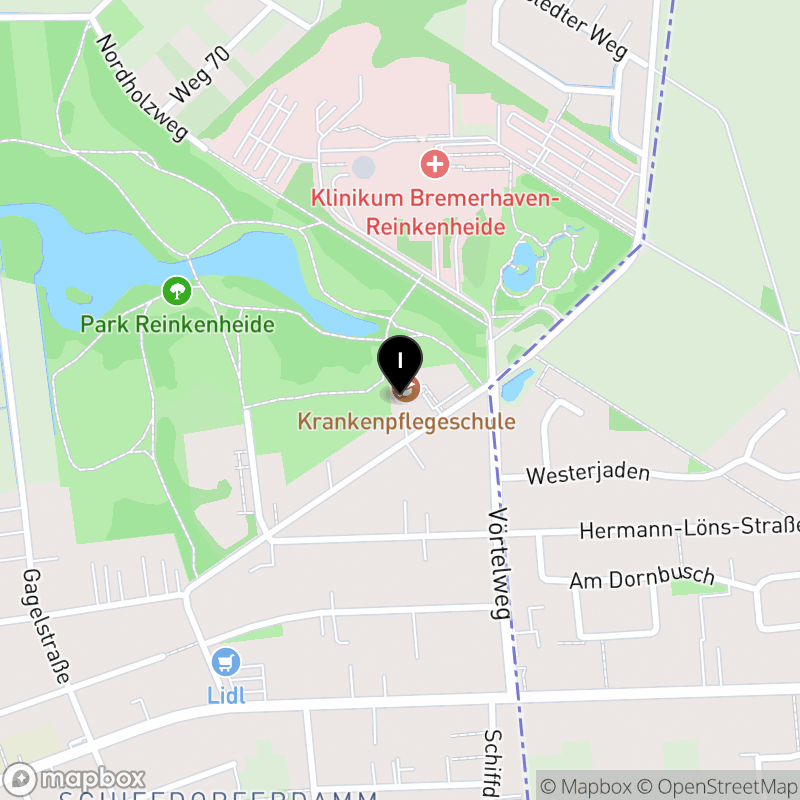 Kartenausschnitt:Pflegeakademie Seestadt Bremerhaven am Klinikum Bremerhaven-Reinkenheide