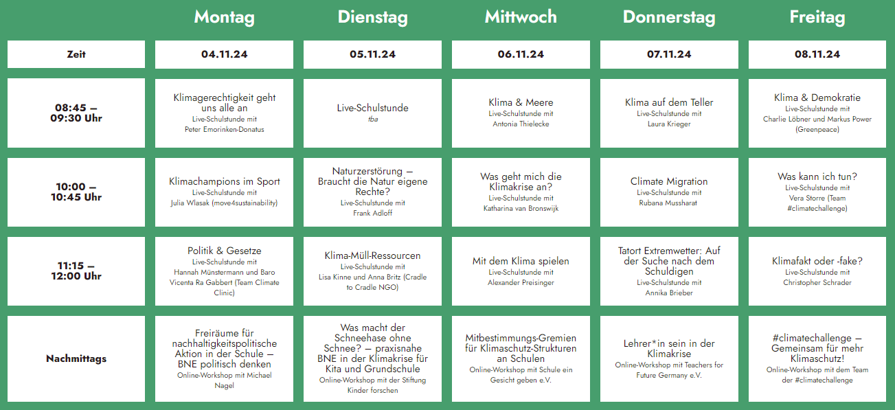 Screenshot des Stundenplans zur Veranstaltung