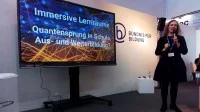 Dr. Sarah Henkelmann-Hillebrand spricht auf der Didacta über die Vorteile von immersiven Lernräumen.