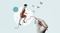 Eine Frau steigt eine Treppe nach oben