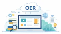 Grafische Darstellung eines Laptops und OER.