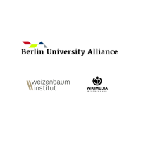 Logos von Berlin University Alliance, Weizenbaum Institut und Wikimedia