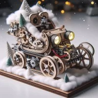 AI generiertes Bild eines motorisierten Mini-Weihnachtsschlitten
