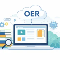 Grafische Darstellung eines Laptops und OER.
