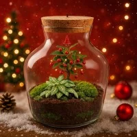 AI generiertes Bild eines winterlichen Mini-Ökosystems 