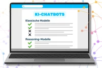 Ein Bildschirm mit der Überschrift KI-Chatbots
