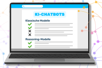 Ein Bildschirm mit der Überschrift KI-Chatbots