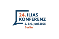 Text in eckiger Sprechblase 24. ILIAS Konferenz 5. und 6. Juni 2025 Berlin