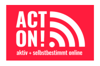 Das ist das Logo von ACT ON - aktiv und selbstbestimmt online.