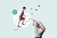 Eine Frau steigt eine Treppe nach oben