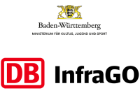 Logos von DB Infra Go und Kultusministerium Baden-Württemberg