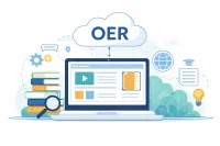 Grafische Darstellung eines Laptops und OER.