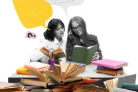 Zwei Mädchen lesen in Büchern