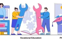 Illustrationen zu Online-Workshop, Berufsausbildung und Foto-Workshop