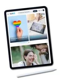 Ein iPad mit der Startseite von HubbS.schule.