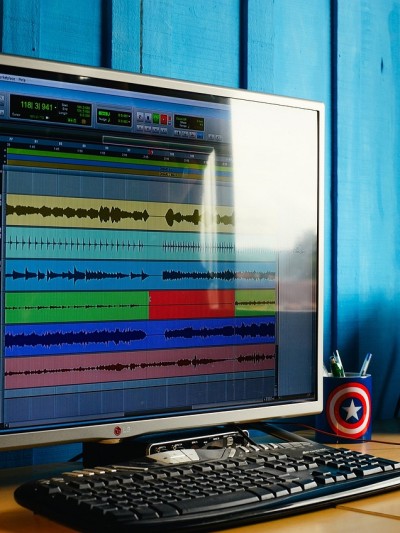 Programm für Audiodatei auf dem Laptop