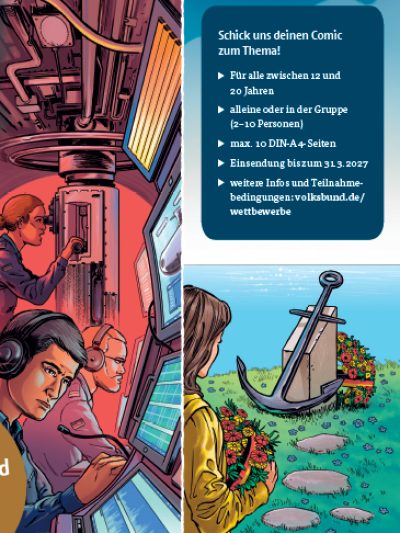 Plakat zum Comic-Wettbewerb vom Volksbund Deutsche Kriegsgräberfürsorge e. V.